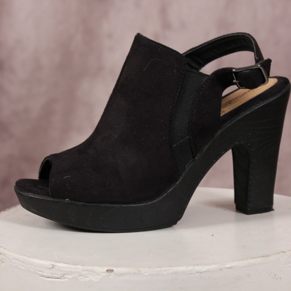 🌼 3/$25 sole Sensibility Black Platform Heel - Picture 3 of 7